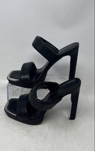 Load image into Gallery viewer, DKNY Womens Ralia Black Silver Leather Slip-On Stiletto Platform Heels Size 5.5M
