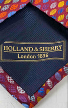 Load image into Gallery viewer, Holland &amp; Sherry London Mens Red Blue Geometric Print Silk Designer Tie

