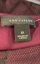 Load image into Gallery viewer, Ann Taylor Womens Burgundy Black Lace Overlay Long Sleeve Blouse Top Size 0
