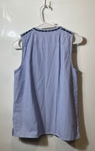 Load image into Gallery viewer, J.Crew Womens Blue White Striped Sleeveless Embroidered Tank Top Size 4
