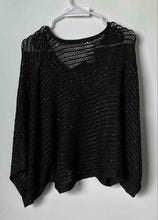 Load image into Gallery viewer, Chico's Womens Black Open-Knit V-Neck Poncho Pullover Sweater Size S/M
