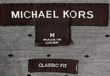 Load image into Gallery viewer, Michael Kors Mens Gray Polka Dot Classic Fit Long Sleeve Button-Up Shirt Size M
