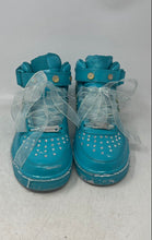 Load image into Gallery viewer, Nike Kids Air Force 1 Mid Aqua Blue Leather Lace-Up Sneaker Shoes Size 5.5Y
