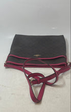 Load image into Gallery viewer, Coach Womens Brown Pink Signature Leather Trim Zip Top File Crossbody Handbag
