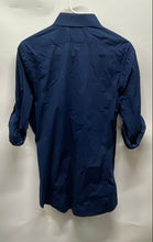 Load image into Gallery viewer, Express Mens Blue Long Sleeve Pockets Collared Fitted Dress Shirt Size L 16-16.5
