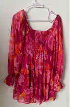 Load image into Gallery viewer, Flying Tomato Womens Pink Floral Print Smocked Tiered Mini Dress Size Medium
