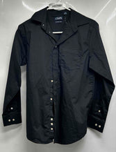 Load image into Gallery viewer, Chaps Boys Black Long Sleeve Stretch Collared Dress Shirt Size L 14-16
