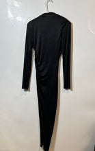 Load image into Gallery viewer, Zara Womens Black Long Sleeve V-Neck Side Slit Draped Maxi Dress Size Small
