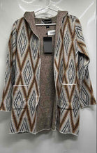 Load image into Gallery viewer, Kempson Womens Brown Diamond Geometric Hooded Cardigan Sweater Size S With Tag
