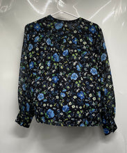 Load image into Gallery viewer, Banana Republic Womens Black Floral Long Sleeve Button Front Blouse Top Size XS
