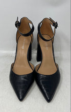 Load image into Gallery viewer, Marc Fisher Womens Black Leather Block Heel Ankle Strap Sandals Size 9M
