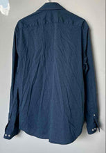Load image into Gallery viewer, Michael Kors Mens Slate Blue Dotted Slim Fit Long Sleeve Dress Shirt Sz 16 34/35
