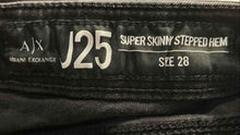 Load image into Gallery viewer, Armani Exchange Womens Black Denim Stepped Hem Super Skinny Jeans Size 28
