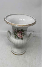Load image into Gallery viewer, Vintage Lefton White Pink Roses Floral Bisque Porcelain Raised Handles Vase
