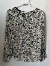 Load image into Gallery viewer, Zara Womens Beige Black Printed Long Sleeve Pullover Blouse Top Size Small
