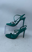 Load image into Gallery viewer, Zara Womens Green Leather Open Toe Buckle Stiletto Strappy Heels Size EUR 37
