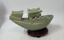 Load image into Gallery viewer, Antique Yi Lin Arts &amp; Treasures Green Celadon Inkstone Water Dropper Boat W/ Box
