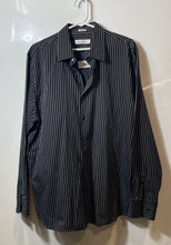 Load image into Gallery viewer, Calvin Klein Mens Black White Striped Printed Long Sleeve Button-Up Shirt Size L
