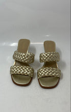 Load image into Gallery viewer, Michael Kors Womens Nadia Metallic Gold Braided Strap High Slide Sandals Size 6M
