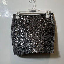 Load image into Gallery viewer, Express Womens Gray Silver Sequin Pull On Elastic Waist Mini Skirt Size XS
