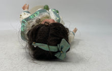 Load image into Gallery viewer, Vintage Brown Hair Ceramic Play Doll In Removable Outfit With Display Stand
