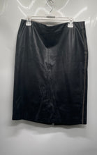 Load image into Gallery viewer, Zara Womens Black Faux Leather Zig-Zag Stitching Straight &amp; Pencil Skirt Size XL
