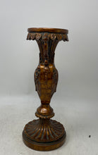 Load image into Gallery viewer, Antique Brown Wood Metal Baroque Scroll Victorian Pedestal Candlestick Holder
