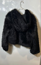 Load image into Gallery viewer, Zara Womens Black Fluffy Long Sleeve Hooded Cropped Faux Fur Jacket Size XS
