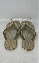Load image into Gallery viewer, Michael Kors Womens Jet Set Gold Textured Open Toe Flat Flip-Flop Sandals Size 9
