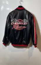 Load image into Gallery viewer, Steve &amp; Barry's Boys Black Faux Leather Chevrolet Racing Varsity Jacket Sz 18-20
