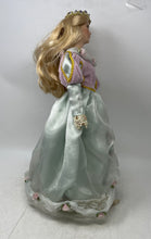 Load image into Gallery viewer, Antique Ceramic Decor Blonde Hair Blue Eyes Crown Pastel Gown Fashion Doll

