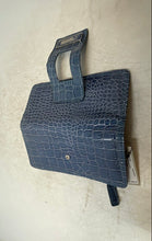 Load image into Gallery viewer, Kenneth Cole Reaction Womens Blue Croc-Embossed Snap Bi-Fold Wallet With Tags
