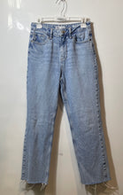 Load image into Gallery viewer, Zara Womens Blue Denim Cotton 5 Pocket Design Raw Hem Straight Jeans Size 36

