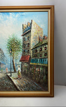 Load image into Gallery viewer, Vintage Parisian Street Scene Framed Art Painting Signed By Caroline Burnett
