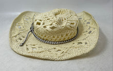 Load image into Gallery viewer, Melrose And Market Womens Beige Crochet Wide Brim Cowboy Hat One Size
