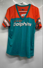 Load image into Gallery viewer, NFL Womens Aqua And Orange Miami Dolphins Pullover Football Jersey Size L
