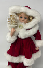 Load image into Gallery viewer, Vintage Collectible Blonde Curly Hair Play Doll In Red Christmas Dress w/ Stand
