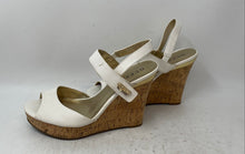 Load image into Gallery viewer, Guess Womens White Leather Peep Toe Hook &amp; Loop High Wedge Platform Heels Size 9
