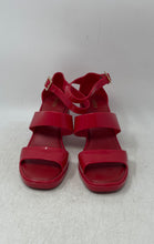 Load image into Gallery viewer, Melissa Womens Model Ad Red Open Toe Buckle Block Platform Heels Size 9
