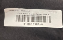 Load image into Gallery viewer, Zara Womens Black Roll-Tab Sleeve Notch Lapel Two-Button Blazer Size Medium
