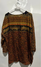 Load image into Gallery viewer, Rosey Tomato Womens Orange Black Floral Long Sleeve Tunic Blouse Top Size 18/38

