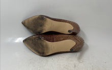 Load image into Gallery viewer, Nine West Womens Brown Croc Embossed Pointed Toe High Pump Heels Size 7.5 M
