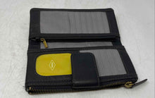 Load image into Gallery viewer, Fossil Womens Black Leather Credit Card Slot Flap Zipper Bifold Wallet
