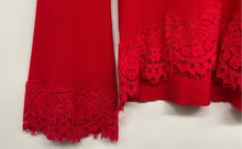 Load image into Gallery viewer, INC International Concepts Womens Red Lace Bell Sleeve Pullover Sweater Size M
