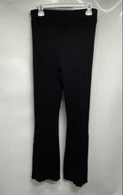 Load image into Gallery viewer, Express Womens Black Ribbed Knit Flat Front Flared Leg Ankle Pants Size Medium
