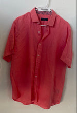 Load image into Gallery viewer, Toscano Mens Coral Pink Regular Fit Short Sleeve Collared Button-Up Shirt Size L
