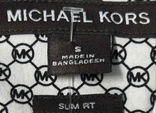 Load image into Gallery viewer, Michael Kors Mens White Black Monogram Print Long Sleeve Button-Up Shirt Size S
