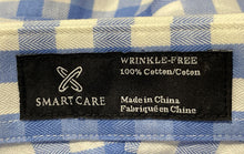 Load image into Gallery viewer, Nordstrom Mens Blue Gingham Wrinkle Free Trim Fit Dress Shirt Size 17 34-35
