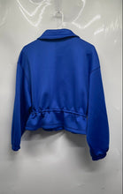 Load image into Gallery viewer, Zara Womens Blue Adjustable Drawcord Waist Full-Zip Cropped Bomber Jacket Size S
