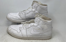 Load image into Gallery viewer, Nike Mens Air Jordan 1 Mid White Leather Lace-Up Sneakers Shoes Size 13 No Laces
